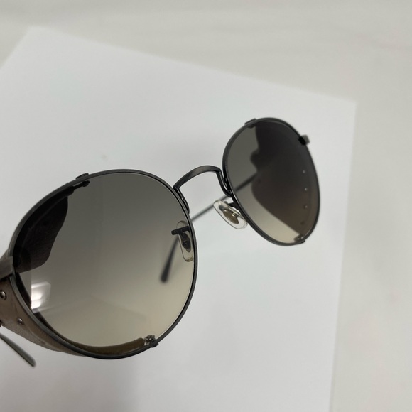 Oliver Peoples x Brunello Cucinelli Cesarino L brown leather sunglasses round - Picture 7 of 12